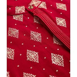 Babyhug Woven Full Sleeves Floral Foil Printed Kurta Pyjama Set - Red