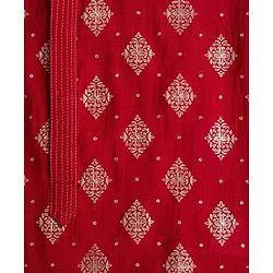 Babyhug Woven Full Sleeves Floral Foil Printed Kurta Pyjama Set - Red