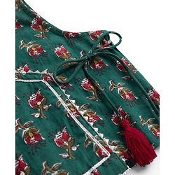 Babyhug 100% Cotton Woven Sleeveless Floral Printed Choli Lehenga Set With Dupatta - Green