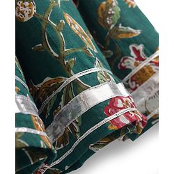 Babyhug 100% Cotton Woven Sleeveless Floral Printed Choli Lehenga Set With Dupatta - Green