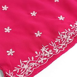 Babyhug Georgette Woven Three Fourth Sleeves Floral Embroidered Lehenga Choli and Jacket Set - Pink