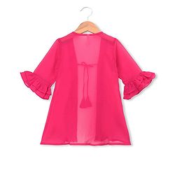 Babyhug Georgette Woven Three Fourth Sleeves Floral Embroidered Lehenga Choli and Jacket Set - Pink