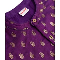 Babyhug Brocade Woven Full Sleeves Kurta Pajama Set with Kolka Embroidery - Purple