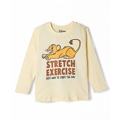 Babyhug Disney Single Jersey Knit Full Sleeves Lion King Printed T-Shirt & Pajama Night Suit - Yellow