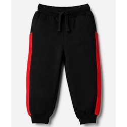 Babyhug Disney 100% Cotton Terry Knit Full Sleeves Hooded Sweatshirt and Pant with Mickey Mouse Graphic & Cut & Sew in Black