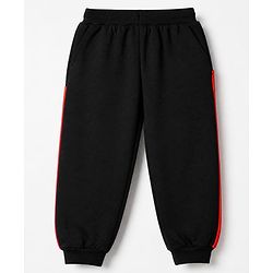 Babyhug Disney 100% Cotton Terry Knit Full Sleeves Hooded Sweatshirt and Pant with Mickey Mouse Graphic & Cut & Sew in Black