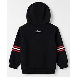 Babyhug Disney 100% Cotton Terry Knit Full Sleeves Hooded Sweatshirt and Pant with Mickey Mouse Graphic & Cut & Sew in Black