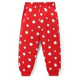 Babyhug Disney Single Jersey Knit Full Sleeves T-Shirt & Pyjama Night Suit with Mickey Mouse & Star Print - Red