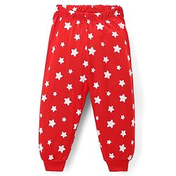 Babyhug Disney Single Jersey Knit Full Sleeves T-Shirt & Pyjama Night Suit with Mickey Mouse & Star Print - Red