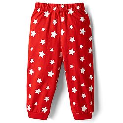 Babyhug Disney Single Jersey Knit Full Sleeves T-Shirt & Pyjama Night Suit with Mickey Mouse & Star Print - Red