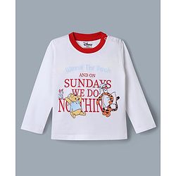 Babyhug Disney Single Jersey Knit Full Sleeves T-Shirt & Pyjama Night Suit with Winnie the Pooh & Friends Graphic - White