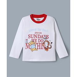 Babyhug Disney Single Jersey Knit Full Sleeves T-Shirt & Pyjama Night Suit with Winnie the Pooh & Friends Graphic - White