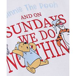 Babyhug Disney Single Jersey Knit Full Sleeves T-Shirt & Pyjama Night Suit with Winnie the Pooh & Friends Graphic - White