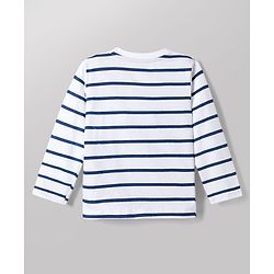 Babyhug Disney Single Jersey Knit Full Sleeves Striped T-Shirt & Pyjama Night Suit with Winnie the Pooh Graphics - White & Blue