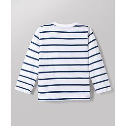 Babyhug Disney Single Jersey Knit Full Sleeves Striped T-Shirt & Pyjama Night Suit with Winnie the Pooh Graphics - White & Blue