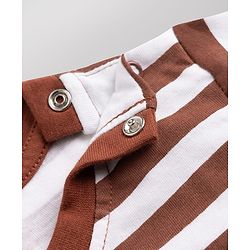 Babyhug Disney Single Jersey Knit Full Sleeves Striped T-Shirt & Pyjama Night Suit with Winnie the Pooh Graphic - Brown