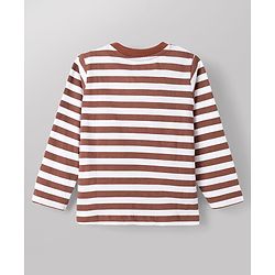 Babyhug Disney Single Jersey Knit Full Sleeves Striped T-Shirt & Pyjama Night Suit with Winnie the Pooh Graphic - Brown