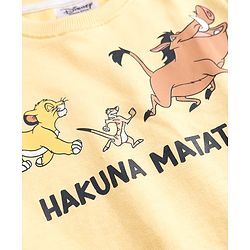 Babyhug Disney Terry Knit Fell Sleeves Sweatshirt and Joggers Set With Simba Timon and Pumbaa Print - Yellow