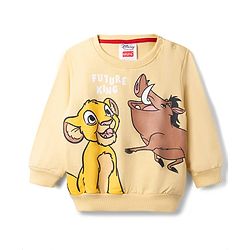 Babyhug Disney Terry Knit Full Sleeves Sweatshirt & Trackpants With Simba & Friends Graphic - Cream