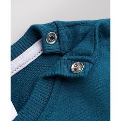 Babyhug Disney Terry Knit Full Sleeves Sweatshirt & Joggers Set with Mickey Mouse Graphic - Teal Blue