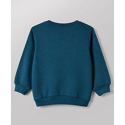 Babyhug Disney Terry Knit Full Sleeves Sweatshirt & Joggers Set with Mickey Mouse Graphic - Teal Blue