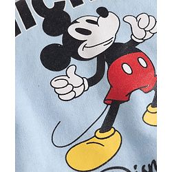 Babyhug Disney 100% Cotton Knit Full Sleeves Sweatshirt & Trackpant Winter Wear Suit With Mickey Mouse Graphics - Light Blue