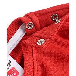Babyhug Disney Terry Knit Full Sleeves Sweatshirt & Joggers Set with Simba & Friends Graphic at Front & Back - Red & Navy Blue