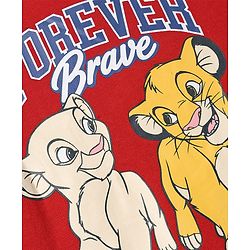 Babyhug Disney Terry Knit Full Sleeves Sweatshirt & Joggers Set with Simba & Friends Graphic at Front & Back - Red & Navy Blue