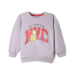 Babyhug Disney Terry Knit Full Sleeves Sweatshirt & Trackpants with Winnie The Pooh Graphic - Lavender & Red