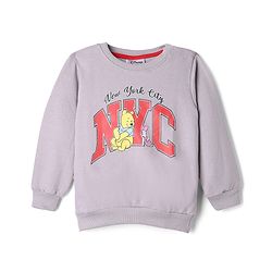 Babyhug Disney Terry Knit Full Sleeves Sweatshirt & Trackpants with Winnie The Pooh Graphic - Lavender & Red