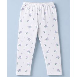 Babyhug Cotton Lycra Knit Full Length Polka Dots & Floral Printed Leggings Pack of 3 - Purple White & Light Green