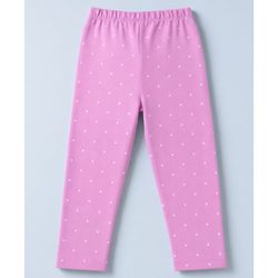 Babyhug Cotton Lycra Knit Full Length Polka Dots & Floral Printed Leggings Pack of 3 - Purple White & Light Green