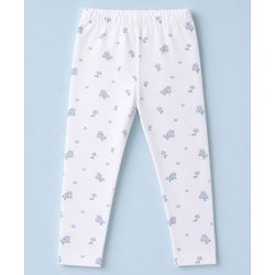 Babyhug Cotton Lycra Knit Full Length Polka Dots & Floral Printed Leggings Pack of 3 - Purple White & Light Green