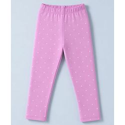 Babyhug Cotton Lycra Knit Full Length Polka Dots & Floral Printed Leggings Pack of 3 - Purple White & Light Green