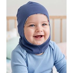 Babyhug Cotton Knit Reversible Monkey Cap With Star Design White - Diameter 14.5 cm