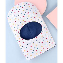 Babyhug Cotton Knit Reversible Monkey Cap With Star Design White - Diameter 14.5 cm