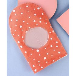Babyhug Cotton Knit Reversible Monkey Cap With Star Design Light Peach - Diameter 14.5 cm