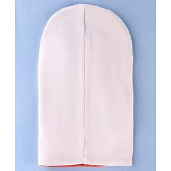 Babyhug Cotton Knit Reversible Monkey Cap With Star Design Light Peach - Diameter 14.5 cm