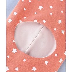 Babyhug Cotton Knit Reversible Monkey Cap With Star Design Light Peach - Diameter 14.5 cm
