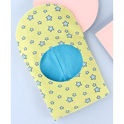 Babyhug Cotton Knit Reversible Monkey Cap With Star Design Light Blue - Diameter 14.5 cm
