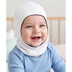 Babyhug Cotton Knit Reversible Monkey Cap With Star Design Navy Blue - Diameter 14.5 cm