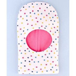 Babyhug Cotton Knit Reversible Monkey Cap With Star Design Dark Pink - Diameter 14.5 cm