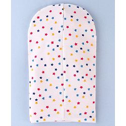 Babyhug Cotton Knit Reversible Monkey Cap With Star Design Dark Pink - Diameter 14.5 cm