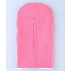 Babyhug Cotton Knit Reversible Monkey Cap With Star Design Dark Pink - Diameter 14.5 cm