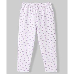Babyhug Cotton Elastane Lycra Knit Full Length Leggings With Polka Dot & Animal Print Pack of 3 - White, Purple & Pink