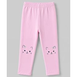 Babyhug Cotton Elastane Lycra Knit Full Length Leggings With Polka Dot & Animal Print Pack of 3 - White, Purple & Pink