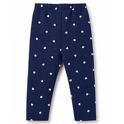 Babyhug Cotton Lycra Knit Full Length Hearts & Bow Printed Leggings Pack Of 3 - Navy Blue & Dark Pink