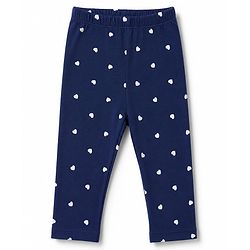 Babyhug Cotton Lycra Knit Full Length Hearts & Bow Printed Leggings Pack Of 3 - Navy Blue & Dark Pink