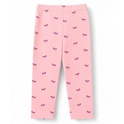 Babyhug Cotton Lycra Knit Full Length Hearts & Bow Printed Leggings Pack Of 3 - Navy Blue & Dark Pink