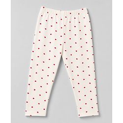 Babyhug Cotton Lycra Knit Full Length Leggings with Hearts & Text Print Pack of 3 - Pink Black & White